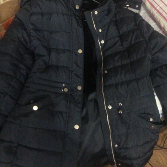 alto suzy shier navy blue faux fur winter jacket size small - Picture 3 of 3